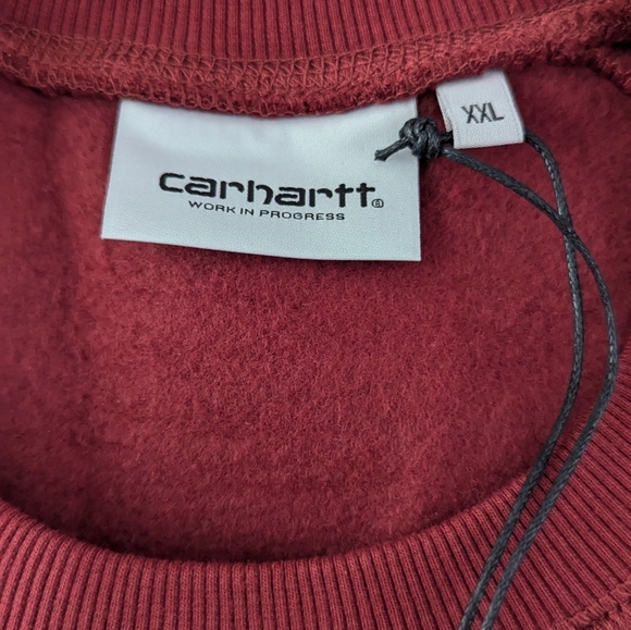 Carhartt Work In Progress WIP Chase Crew Sweatshirt Corvina Burgundy Oxblood XXL - Picture 7 of 11
